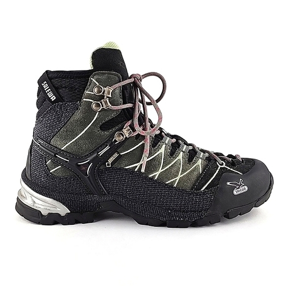 SALEWA Women Alp Trainer Mid GTX Waterproof Gore-Tex Hiking Slate Mint Boot 7.5M - Picture 1 of 16